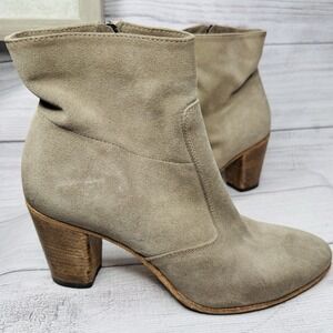 Alberto Fermani Taupe Tan Suede Heeled Ankle Boots Italy Size 38.5 US 8